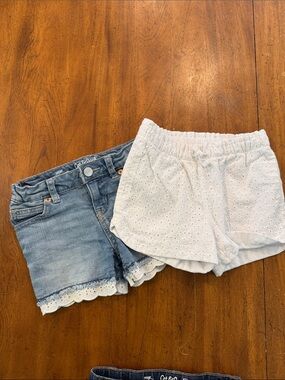 Cat & Jack White Eyelet and Light Denim Shorts Set - Girls
